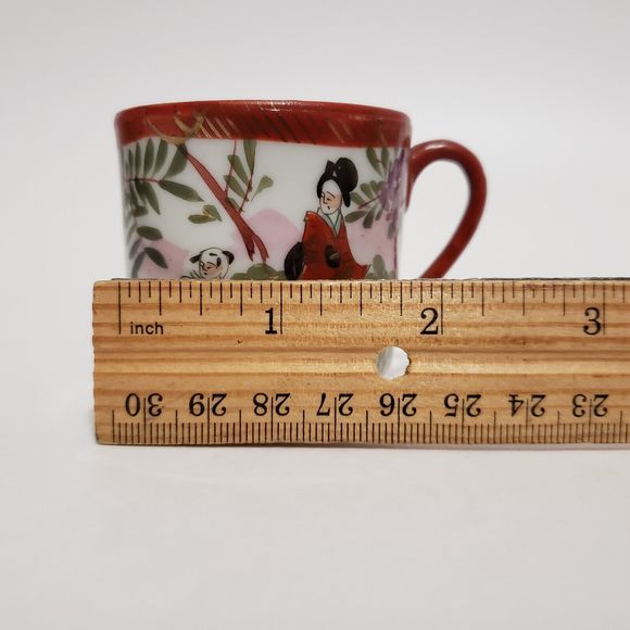 Japanese Geisha Girl Bone Chine Small Espresso Coffee Cup 2" - Picture 6 of 8